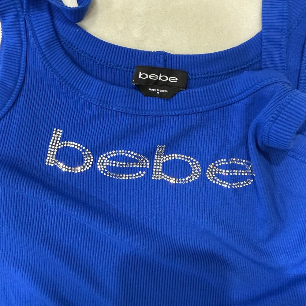 Bebe Blue Ribbed Tank Top - Picture 2 of 3